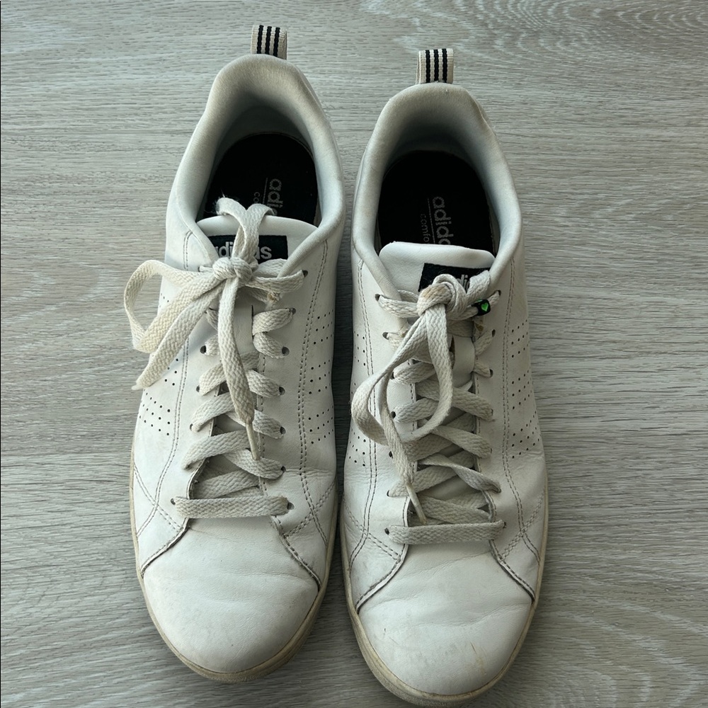 adidas Women’s 10 White Leather Sneakers Casual Low Top Trainers